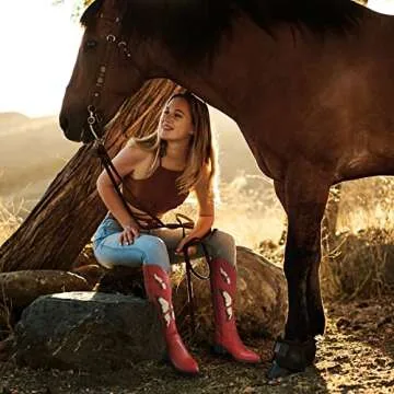 CYNLLIO Womens Cowgirl Boots Vintage Fashion Butterfly Embroidery Western Cowboy Boots Chunky Cork H...