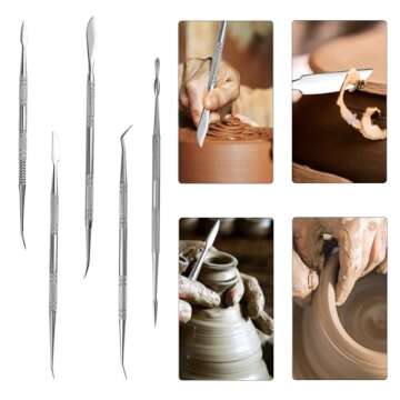 TOVOT 10PCS Stainless Steel Double-Sided Wax Carving Tools with Storage Bag Metal Sculpting Tools Clay Modeling Tools (Silver)