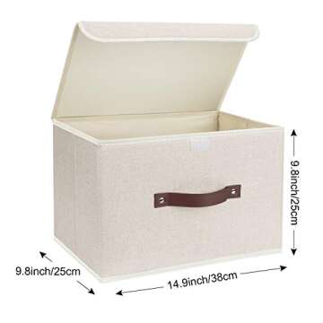 TYEERS Collapsible Storage Boxes, Washable, Fabric Storage Bins with Lids for Home, Bedroom, Closet,...