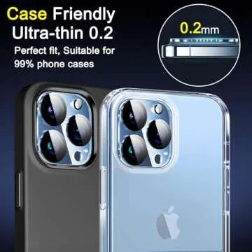 Ferilinso Designed for iPhone 13 Pro Max Camera Lens Protector, Designed for iPhone 13 Pro Camera Lens Protector, 3 Pack 9H Tempered Glass, Night Shooting Mode, high definition, Case Friendly