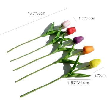 Mandy's 20pcs Multicolor Artificial Tulip Silk Fake Flowers 13.5" for New Year Spring Mother's Day E...