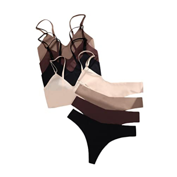 MakeMeChic Women's 4 Pack Seamless No Show Bra and Panty Set Matching Lingerie Set Multi S