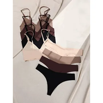 MakeMeChic Seamless Bra and Panty Set for Women