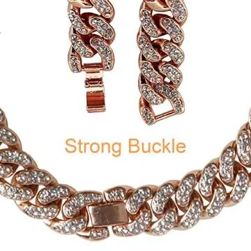 SOGAYU Rose Gold Chain Dog Collar for Small Pets