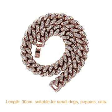 SOGAYU Rose Gold Chain Dog Collar for Small Pets