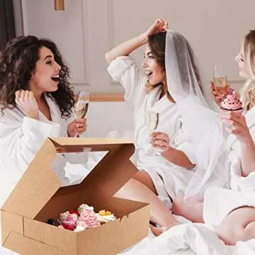 Moretoes 20 Sets Cupcake Boxes, Hold 12 Count Cupcake Containers, 13 x 10 x 3.5 Inches Brown Kraft Bakery Carrier Boxes Holders with Windows and Inserts to Hold Cupcakes, Muffins and Pastries