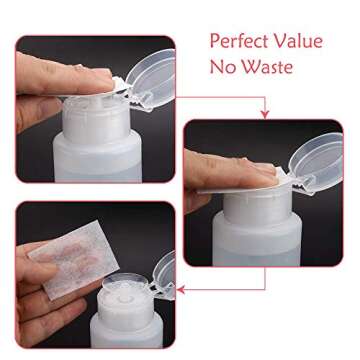FITDON 4PCS Push Down Empty Lockable Pump Dispenser Bottle For Acetone, Alcohol, Nail Polish Remover & Makeup Remover