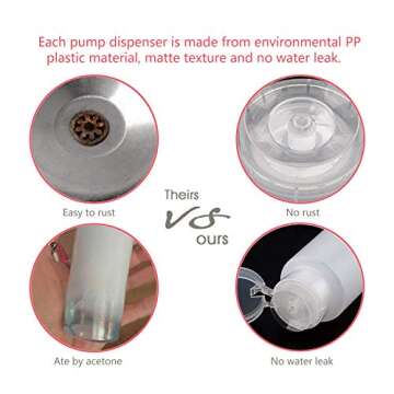 FITDON 4PCS Push Down Empty Lockable Pump Dispenser Bottle For Acetone, Alcohol, Nail Polish Remover & Makeup Remover