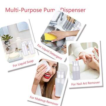 FITDON 4PCS Push Down Empty Lockable Pump Dispenser Bottle For Acetone, Alcohol, Nail Polish Remover & Makeup Remover