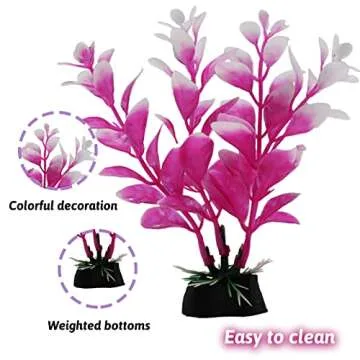 PietyPet Fish Tank Decorations Plants with Resin Broken Barrel and Cave Rock View, 15pcs Aquarium Decorations Plants Plastic,Fish Tank Accessories, Fish Cave and Hideout Ornaments, Aquarium Decor