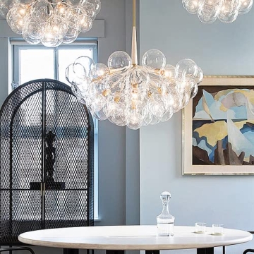 SUSUO 25.5" W Clear Glass Globe Chandelier - Stylish Modern Lighting for Any Room