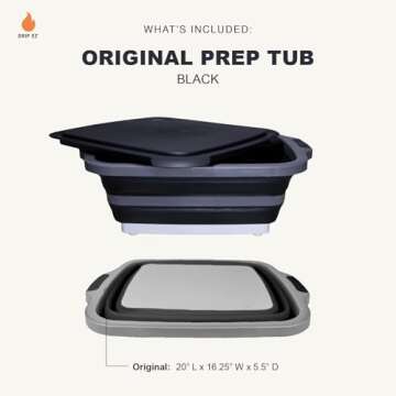 Drip EZ Collapsible BBQ Prep Tub - For Meal Prep, Marinating, Food Storage - Includes Cutting Board ...