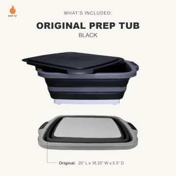 Drip EZ Collapsible BBQ Prep Tub - For Meal Prep, Marinating, Food Storage - Includes Cutting Board ...