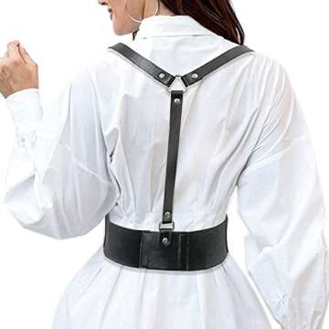 Xinxinyu Women's Faux Leather Harness Punk Gothic Metal Chain Tassel Body Caged Lock