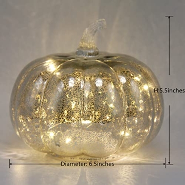 CFDECOR Battery Operated Mercury Glass Pumpkin Light with Timer