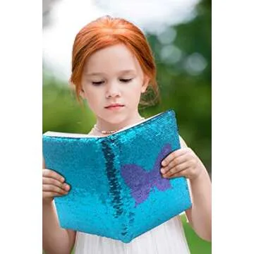 GINMLYDA Sequin Girls Journal for Kids with Magic Sequins