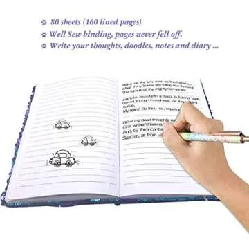 GINMLYDA Sequin Girls Journal for Kids with Magic Sequins