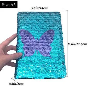 GINMLYDA Sequin Girls Journal for Kids with Magic Sequins