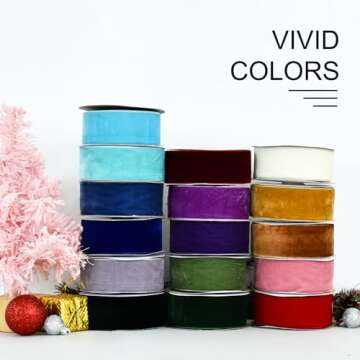 TONIFUL Sage Moss Green Velvet Ribbon 2 Inch x 10yds, Vintage Velvet Ribbons, for Christmas Wreath Decoration Handmade Craft Ornaments Gift Wrapping & Bow Making, Valentine's Day Bouquet Packaging