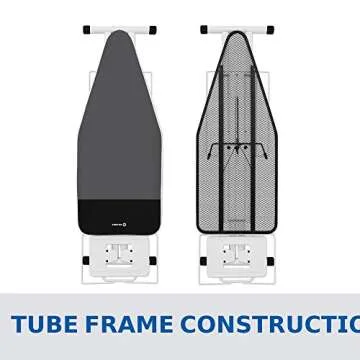 Reliable 220IB Home Ironing Board - Made In Italy Portable Ironing Board with Vera Foam Memory Foam Cover Pad and Conex Heat Resistant Zone, 7 Step Height Adjustment, Strong Iron Rest and Laundry Rack