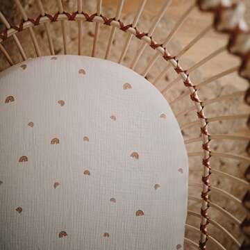 mushie Extra Soft Muslin Fitted Mini Crib Sheet | 24"x 38" (Rainbows)