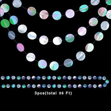 Iridescent Party Decoration Circle Garlands Hanging Streamer Backdrop Kids Unicorn Mermaid Birthday Party Supplies for Wedding Engagement Bachelorette Euphoria Disco Dancing