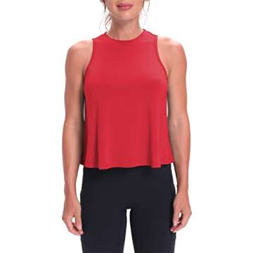 Mippo Cropped Tank Flowy Crop Top Workout Shirts High Neck Tank Athletic Shirts Loose Workout Tops f...