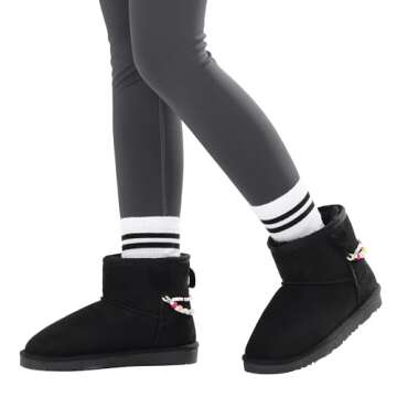 Stelle Girls Faux Fur Snow Boots Warm Winter with DIY Charm Chains Ankle Shoes for Little/Big Kids?...