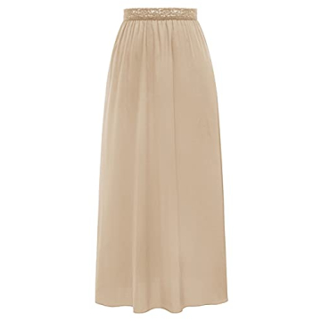 Women's Elastic Lace Waist Half Slip - Luxe Comfort Underskirt 36"