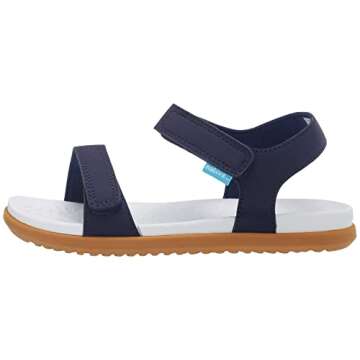 Native Shoes Kids Charley Sandal for Indoor and Outdoor - Vegan, Hook & Loop Closure Contoured and Open-Toe Sandals Little Kids & Toddlers Regatta Blue/Shell White/Toffee Brown 4 Toddler M