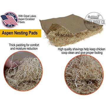 Windy Ridge Co. Natural Chicken Nesting Pads - 10 Pack - Aspen Excelsior Bedding Hen Nest Box Liners...