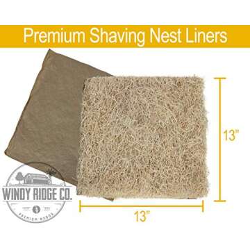 Windy Ridge Co. Natural Chicken Nesting Pads - 10 Pack - Aspen Excelsior Bedding Hen Nest Box Liners - USA Made - 13" x 13"