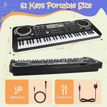 61 Key Kids Piano Keyboard with Teaching Mode and Songs