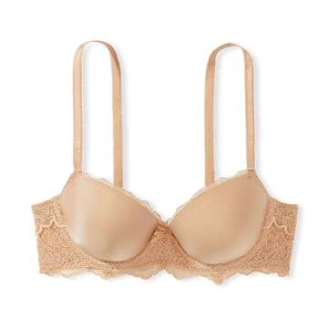 Victoria's Secret Dream Angels Lightly Lined Lace Demi Bra, Adjustable Straps, Bras for Women, Beige (32D)