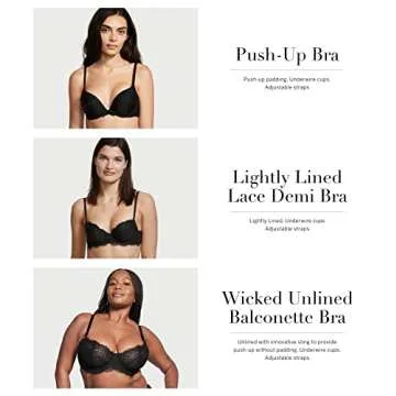 Victoria's Secret Dream Angels Lightly Lined Lace Demi Bra, Adjustable Straps, Bras for Women, Beige (32D)