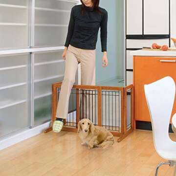 Richell 94135 Freestanding Pet Gate with Autumn Matte Finish, Small