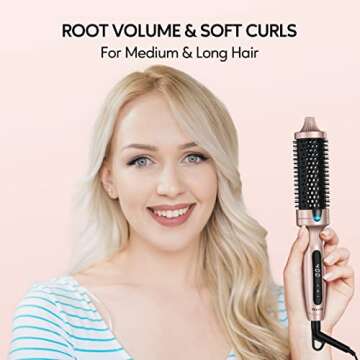 Terviiix Thermal Brush 1.5 Inch for Medium to Long Hair, Create Loose & Volume Curls, Ceramic Tourmaline Ionic Hot Brush Heated Curling Brush, Digital Display 9 Temperatures Up to 400℉, Dual Voltage
