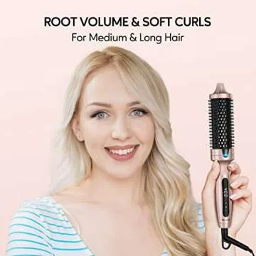 Terviiix Thermal Brush 1.5 Inch for Medium to Long Hair, Create Loose & Volume Curls, Ceramic Tourmaline Ionic Hot Brush Heated Curling Brush, Digital Display 9 Temperatures Up to 400℉, Dual Voltage