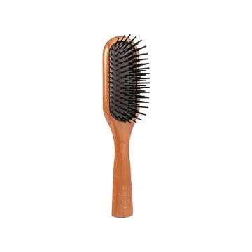 RED Premium Evergreen Wooden Paddle Brush, Detangling Brush with Long Bristles for Thick, Curly, Thin, Wet or Dry Hair - Long-Lasting Shine (Mini)