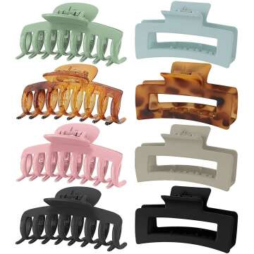 8 Colors of Stylish Lolalet Hair Clips - Non-slip Claw Clips