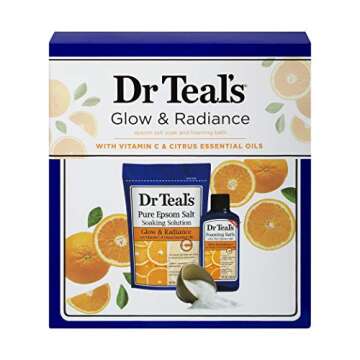 Dr Teal's Glow & Radiance with Vitamin C & Citrus Epsom Salt Soaking Solution and Foaming Bath Gift Set