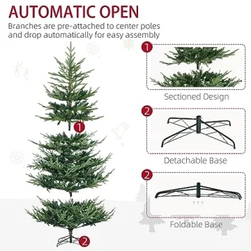 HOMCOM 7.5ft Artificial Christmas Tree for Realism