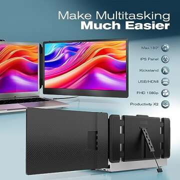 Teamgee Laptop Screen Extender, 14" FHD 1080P IPS Portable Monitor for Laptop, Built-in Stand/Speake...