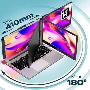 Teamgee Laptop Screen Extender, 14" FHD 1080P IPS Portable Monitor for Laptop, Built-in Stand/Speaker, Dual Screen Monitor for 13"-17" Laptops, Plug & Play Suitable for Mac, Wins, Android, Dex