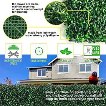 Grass Wall Panels 12Pcs 20 * 20" Artificial Hedge Boxwood Panels Green Greenery Wall Backdrop for Indoor Outdoor, Privacy Hedge Screen Wall Garden Fence Decor Patio Party Wedding