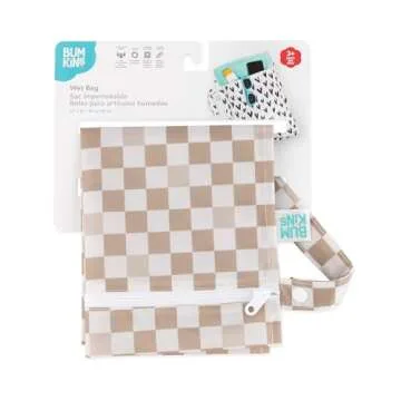 Bumkins Waterproof Wet Bag for Baby, Travel, Swim Suit, Cloth Diapers, Pump Parts, Pool, Gym Clothes, Toiletry, Strap to Stroller, Daycare, Zipper Reusable Bag, Wetdry Packing Pouch, Sand Check