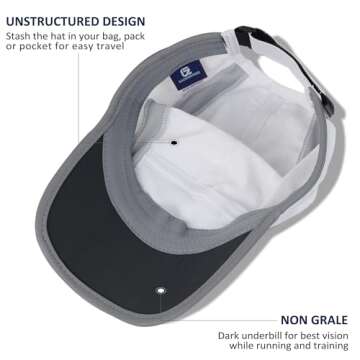 GADIEMKENSD Baseball Cap Nylon Running Outdoor Sports Hat for Men Woman Adjustable Quick Drying Reflective Foldable 50+ UPF Inhibit UV Mesh Water Repellency Race Performance Lightweight White