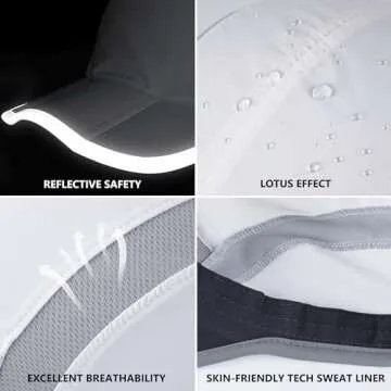 GADIEMKENSD Baseball Cap Nylon Running Outdoor Sports Hat for Men Woman Adjustable Quick Drying Reflective Foldable 50+ UPF Inhibit UV Mesh Water Repellency Race Performance Lightweight White