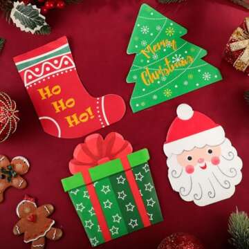 NatNarr 100 Pcs Christmas Paper Napkins, 3-Ply Cute Christmas Napkins Santa Napkins Xmas Tree Napkins Christmas Cocktail Napkins Holiday Dessert Napkins for Xmas Winter New Year