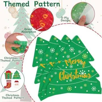 Shop NatNarr Christmas Napkins - 100 Pcs Festive Designs